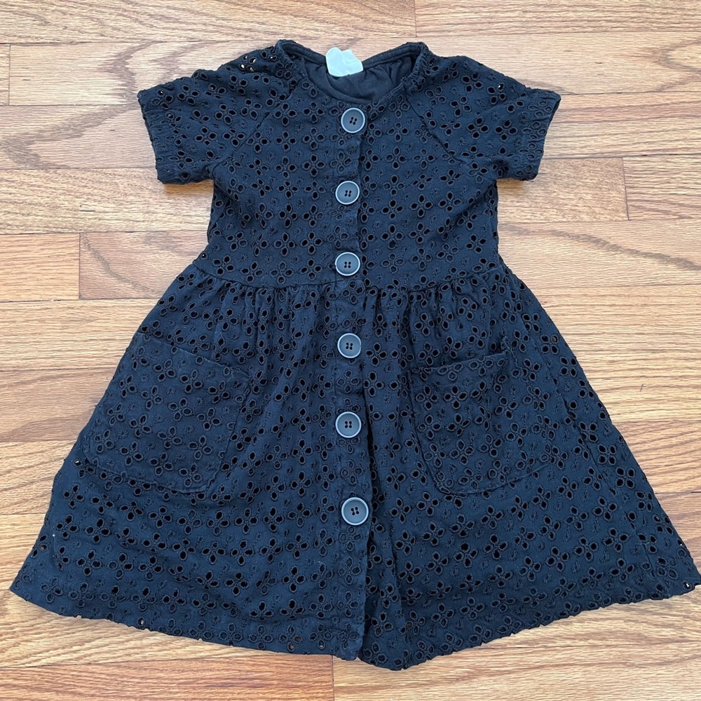 Zara Girl 5T Chic Black Eyelet Dress
